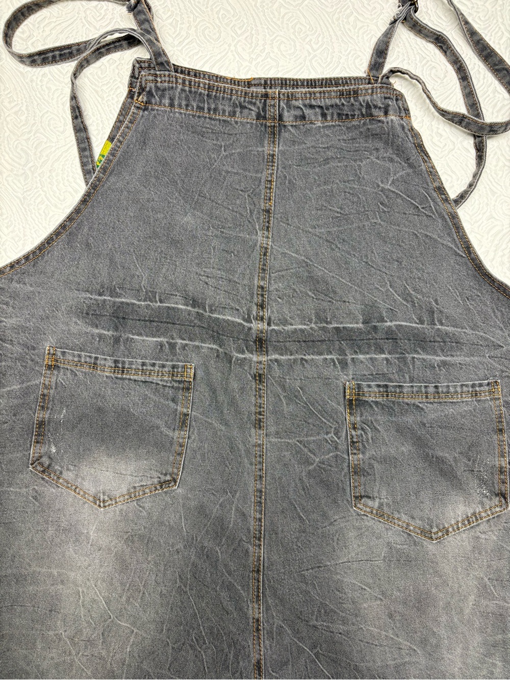 Gray Denim Overalls with Contrast Stitching - Size 2XL - Picture 7 of 10